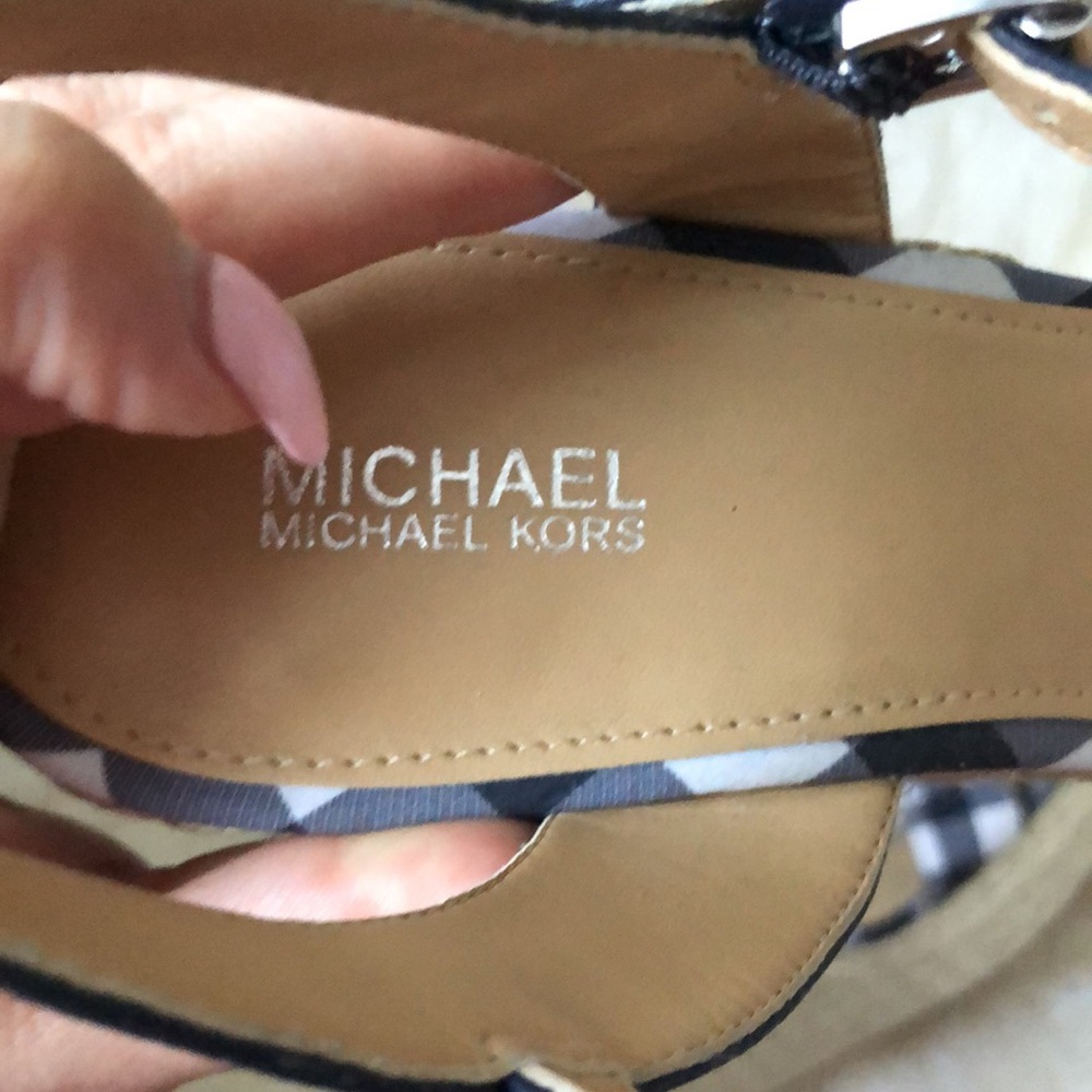 MICHAEL Michael Kors Pippa Gingham Espadrille Wedge Sandals - Picture 5 of 9